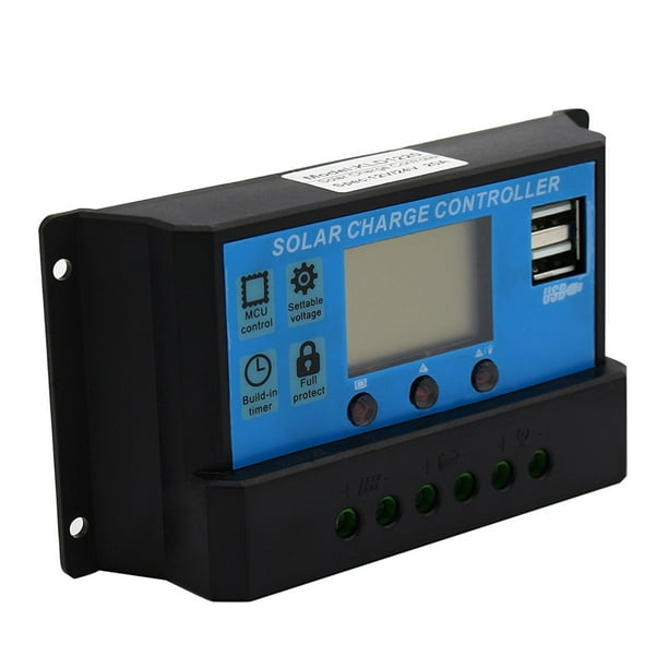 10A/20A/30A LCD Solar Panel Battery Regulator Charge Controller Dual USB 12V/24V 